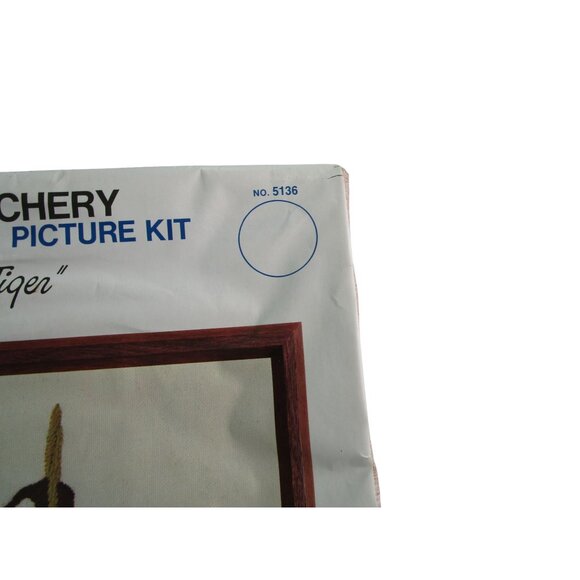 Vintage Wonder Art Wool Stitchery Tiger Picture Embroidery Kit Unworked - Picture 9 of 10